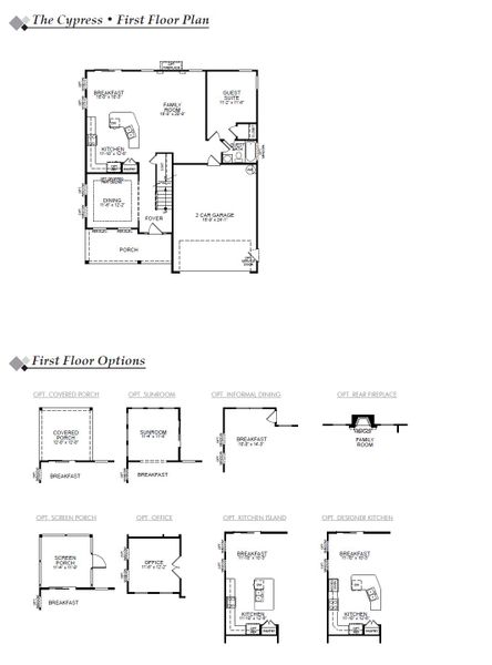 2D floor plan layout for the Cypress by Eastwood Homes in Oakley Pointe, Moncks Corner, SC (Image 3).