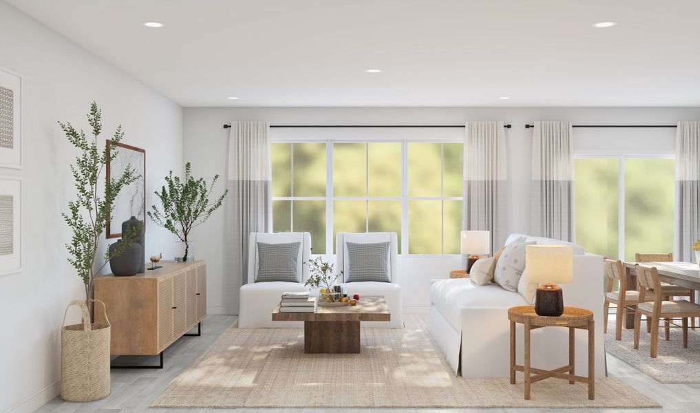 Great room with tile flooring