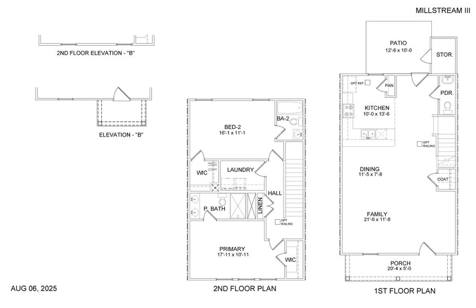 2D floor plan layout for the Millstream III - Townhomes by Dream Finders Homes in Lakeview Commons, Goose Creek, SC (Image 3). 2D floor plan layout for the Millstream III - Townhomes by Dream Finders Homes in Lakeview Commons, Goose Creek, SC (Image 3).