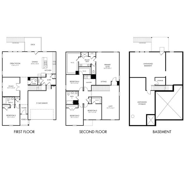 2D floor plan layout of this home in Preserve at Mountain Creek, Pendergrass, GA (Image 2).