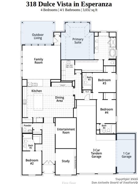 2D floor plan layout of this home in Esperanza, Boerne, TX (Image 2).