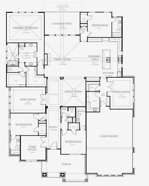 2D floor plan layout for the 3992A by Perry Homes in Enchanted Creek 1 Acre, Allen, TX (Image 3). 2D floor plan layout for the 3992A by Perry Homes in Enchanted Creek 1 Acre, Allen, TX (Image 3).