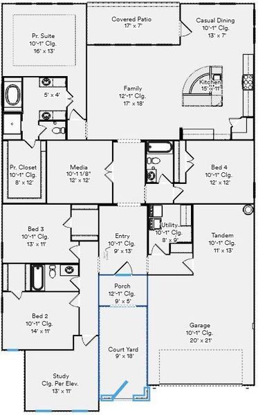 2D floor plan layout of this home in , Sealy, TX (Image 2).