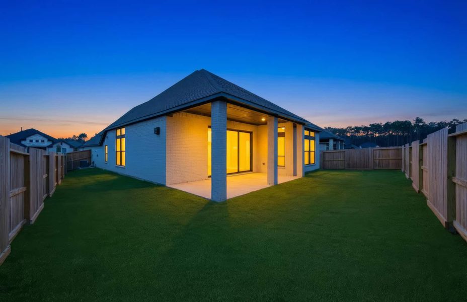 Exterior details and patio area of a home in The Highlands 55′, Porter (Image 26).