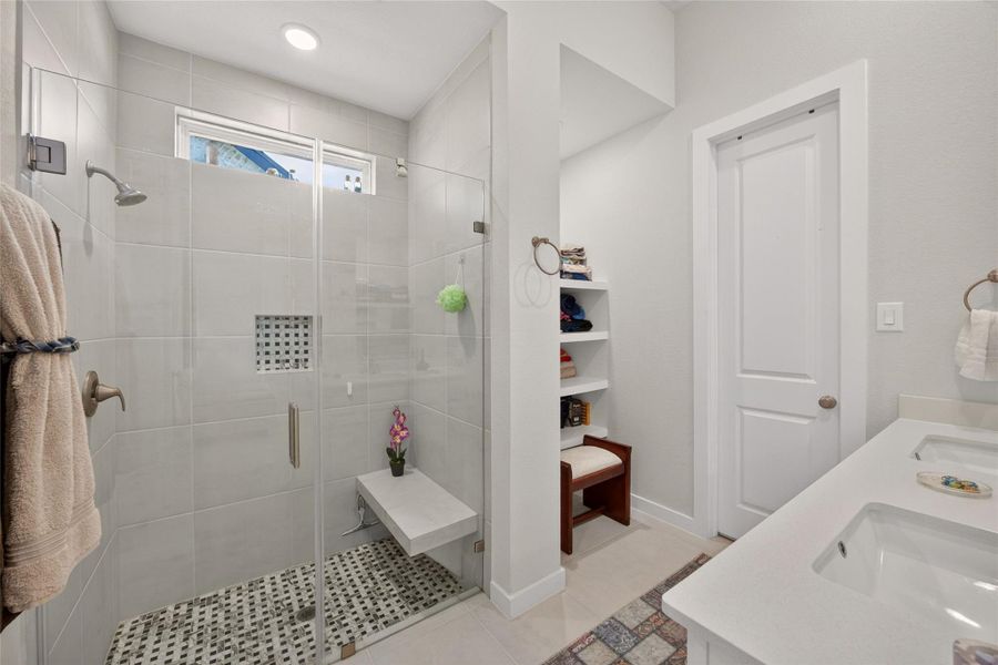 Primary bathroom with oversized shower. Primary bathroom with oversized shower.