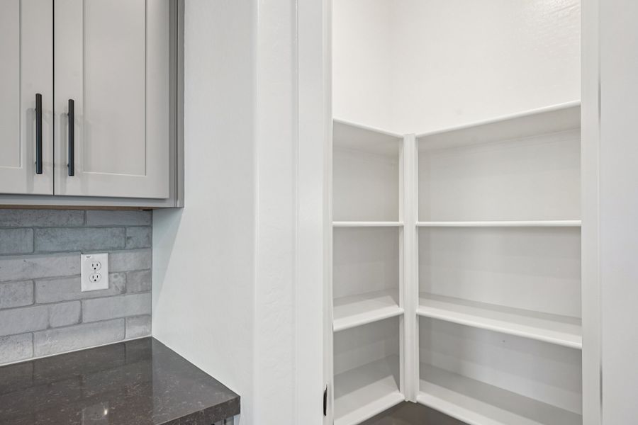 Pantry. Finishes and options may vary.