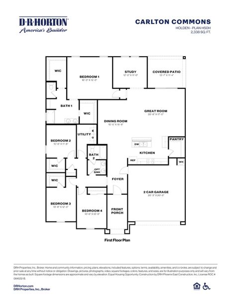 2D floor plan layout for the Holden by D.R. Horton in Carlton Commons, Casa Grande, AZ (Image 3).