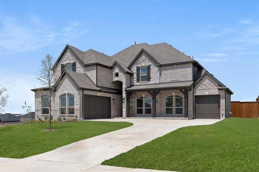 Front exterior of a new home in Cambridge Estates, Prosper, TX, highlighting curb appeal (Image 17).