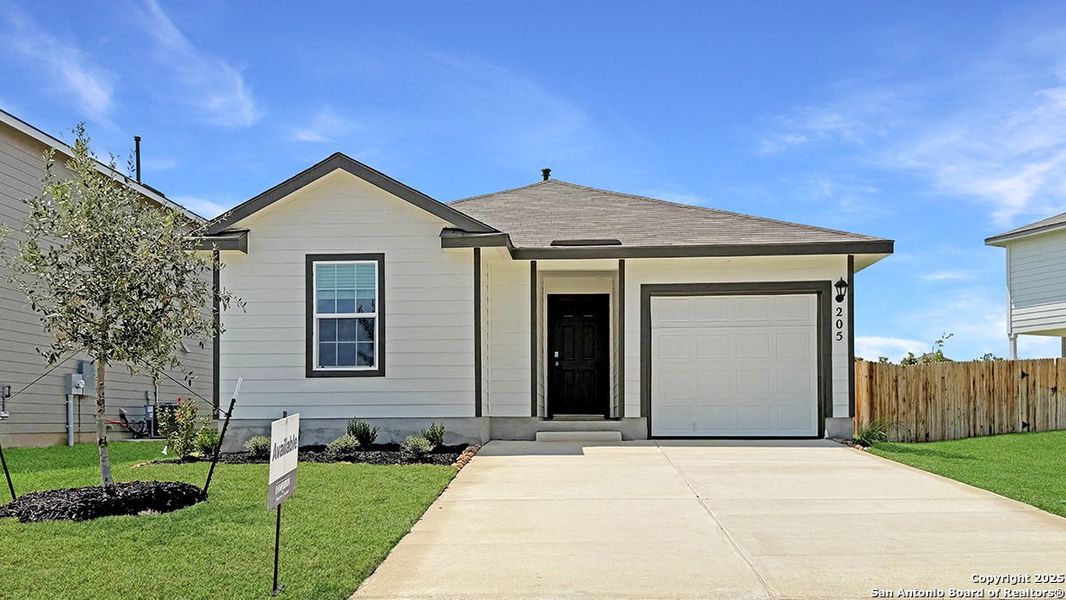 Front exterior of a new home in Redbird Ranch, San Antonio, TX, highlighting curb appeal (Image 25).