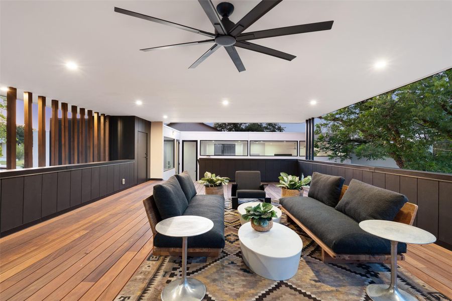 Deck featuring an outdoor hangout area and ceiling fan Deck featuring an outdoor hangout area and ceiling fan