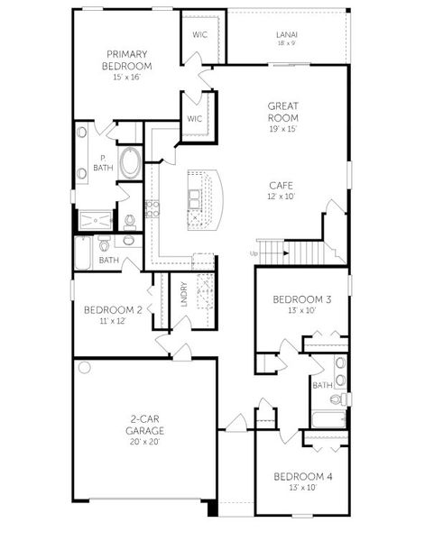 2D floor plan layout for the Mayport II - 50' Homesites by Dream Finders Homes in Diamond Springs, Jacksonville, FL (Image 5). 2D floor plan layout for the Mayport II - 50' Homesites by Dream Finders Homes in Diamond Springs, Jacksonville, FL (Image 5).