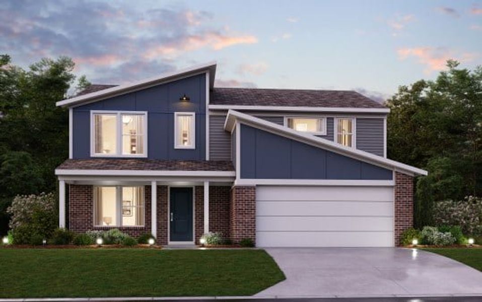 Representative exterior photo of a completed home built from the Greenbriar by Fischer Homes in Crossvine Estates, Hoschton, GA (Image 12).