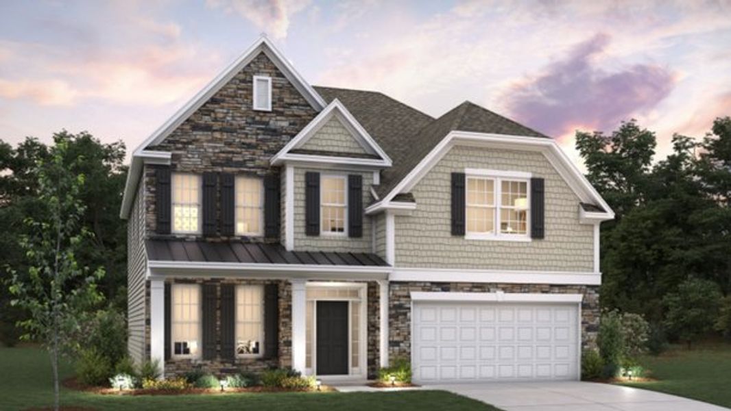Representative exterior photo of a completed home built from the Fleetwood by D.R. Horton in Whitehawk Meadows, Travelers Rest, SC (Image 25).