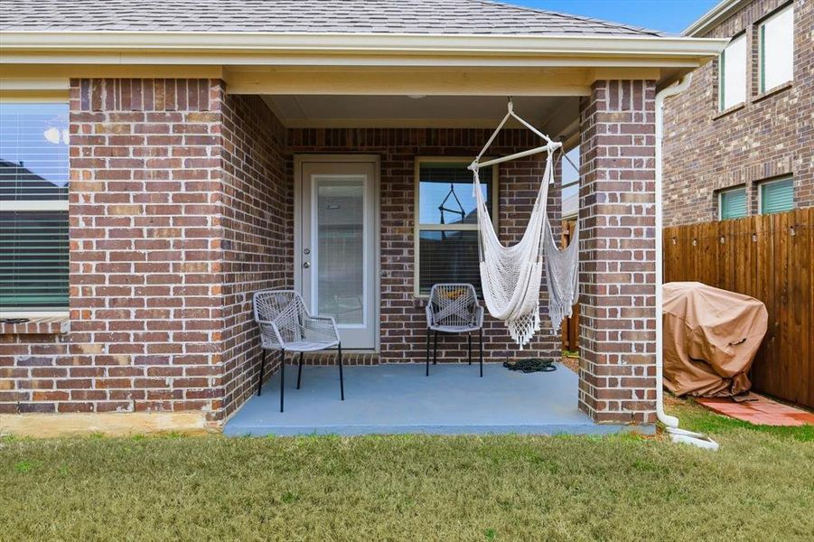 Exterior details and patio area of a home in , Aubrey (Image 3).