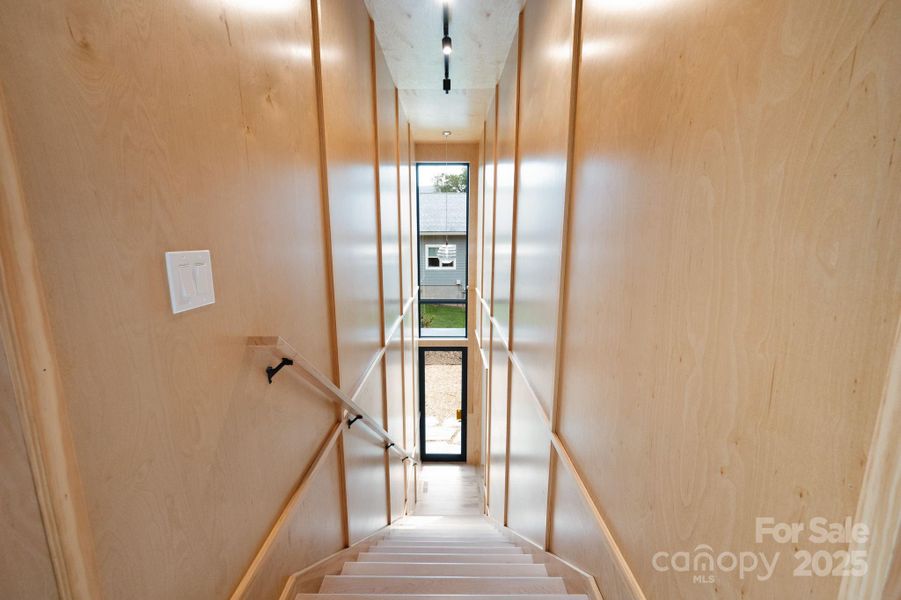 Birch Wood Paneling in Stairwell Birch Wood Paneling in Stairwell