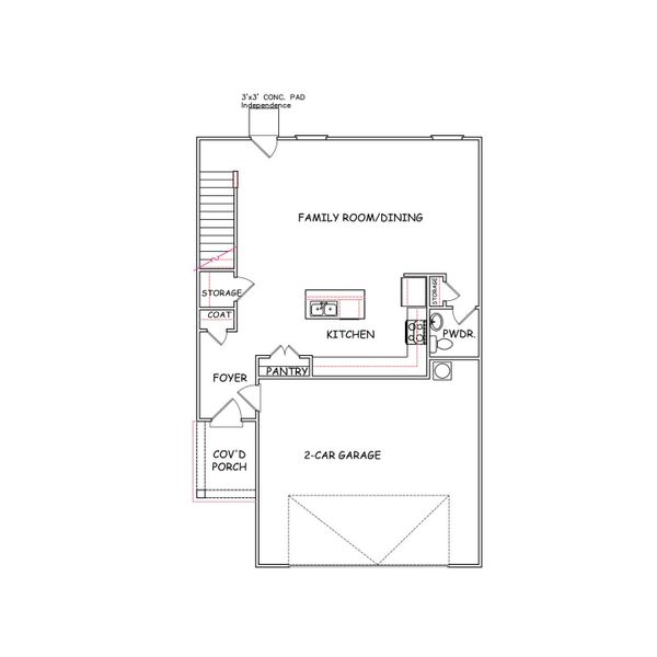 2D floor plan layout for the Sierra - Single Family Homes by Dream Finders Homes in The Villages at Harris Creek, West Point, GA (Image 4).