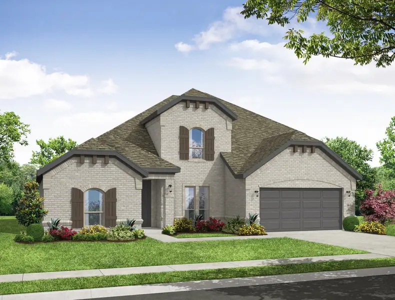 Representative exterior photo of a completed home built from the Kingsgate by Impression Homes in Still Water Lake Estates, Godley, TX (Image 6). Representative exterior photo of a completed home built from the Kingsgate by Impression Homes in Still Water Lake Estates, Godley, TX (Image 6).