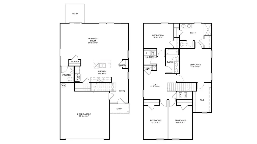 2D floor plan layout for the Elston+ by D.R. Horton in Diamond Springs, Jacksonville, FL (Image 3).