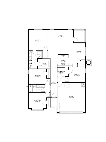 2D floor plan layout for the Medina by Flintrock Builder in Oak Ridge, Temple, TX (Image 3).