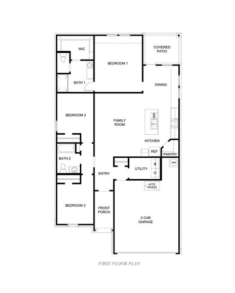 2D floor plan layout of this home in Saratoga Crossing, Corpus Christi, TX (Image 4).