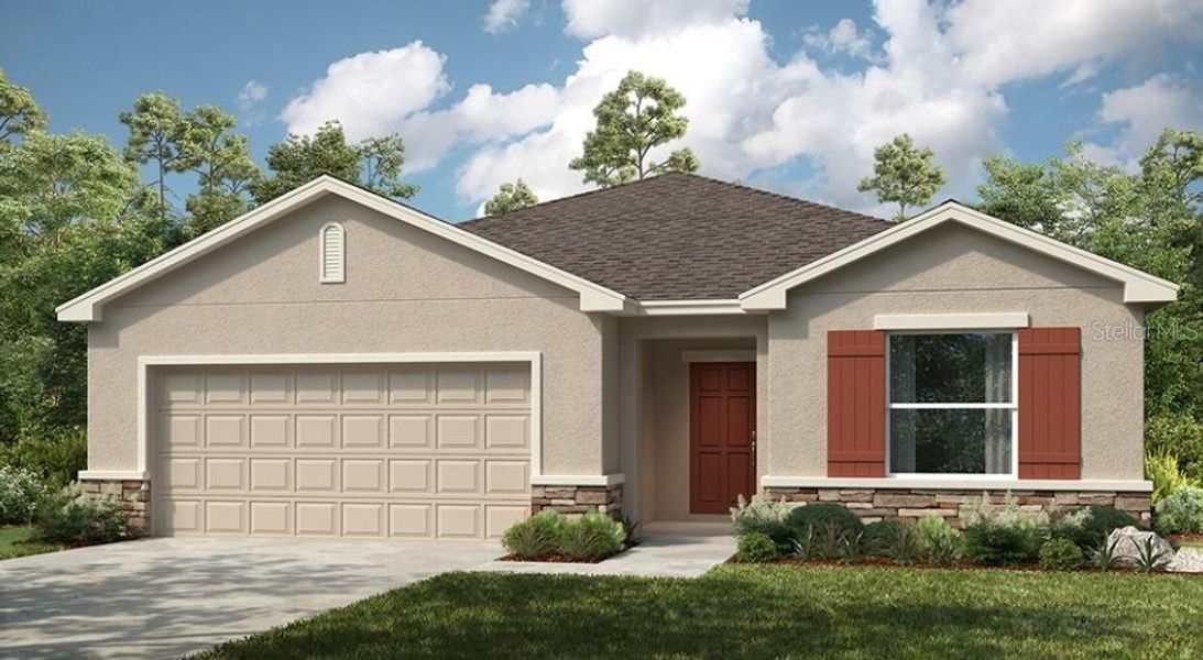 Front exterior of a new home in Brookland Park, Auburndale, FL, highlighting curb appeal (Image 1). Front exterior of a new home in Brookland Park, Auburndale, FL, highlighting curb appeal (Image 1).