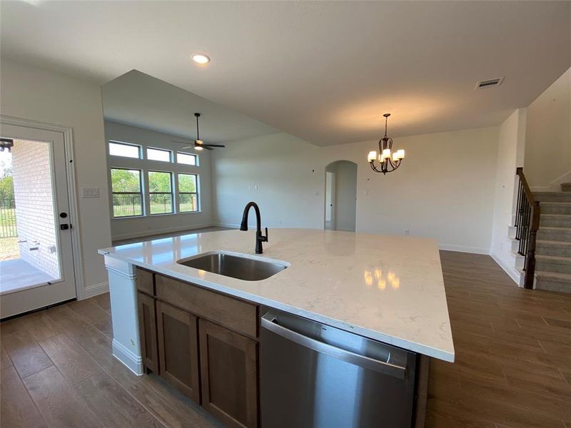 Enormous modern island with single basin sink Enormous modern island with single basin sink