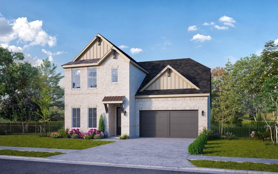 Representative exterior photo of a completed home built from the The Montego by Stonefield Homes in The Highlands, Rockwall, TX (Image 14).