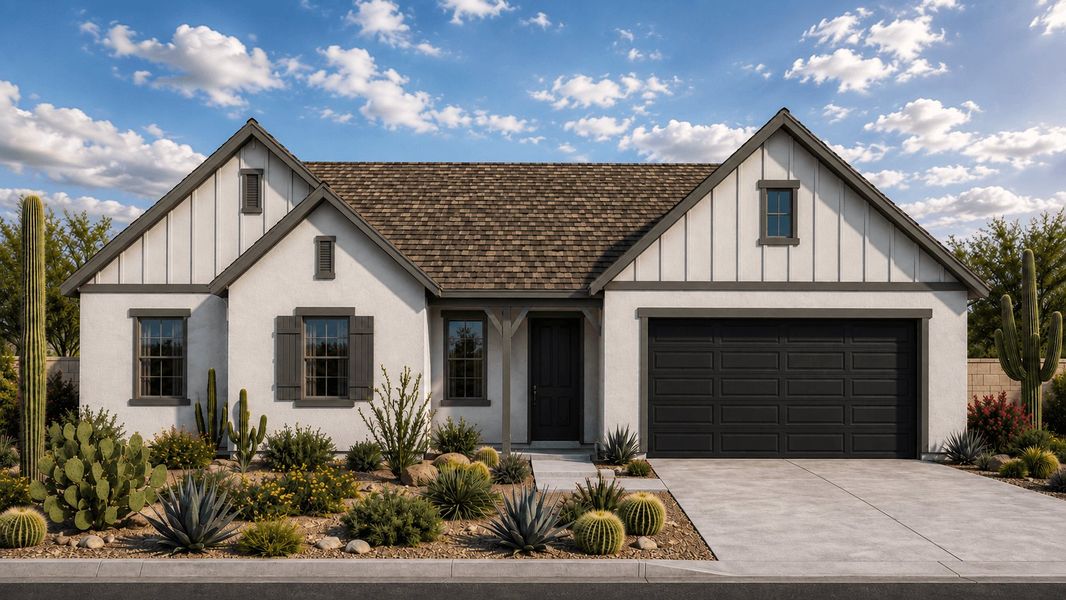 Representative exterior photo of a completed home built from the Cholla by William Ryan Homes in Silver Cross, San Tan Valley, AZ (Image 2). Representative exterior photo of a completed home built from the Cholla by William Ryan Homes in Silver Cross, San Tan Valley, AZ (Image 2).