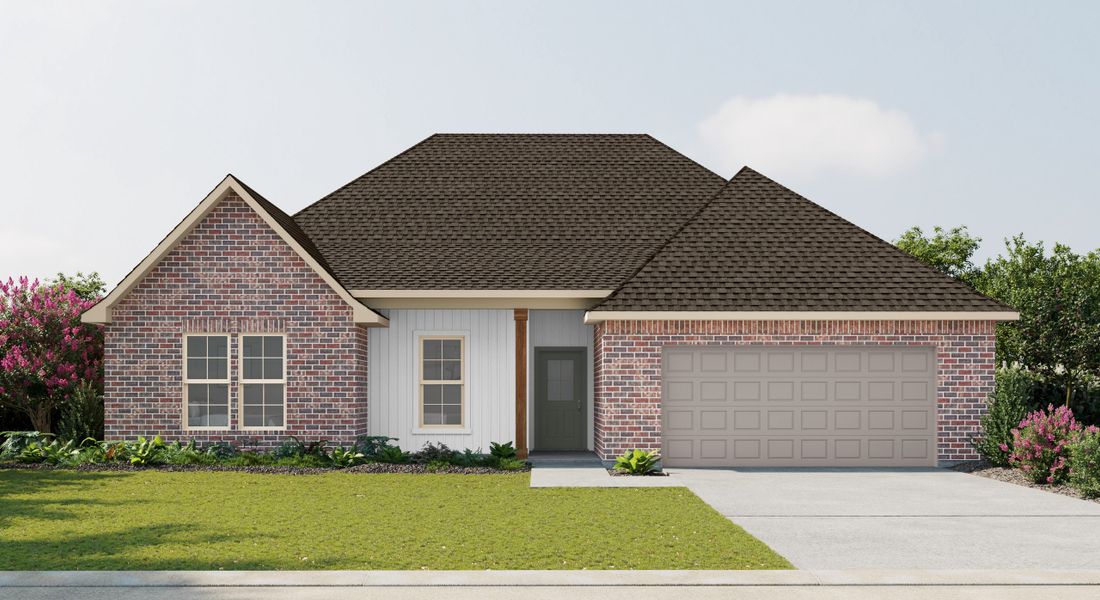 Front exterior of a new home in Houston Place, Crestview, FL, highlighting curb appeal (Image 1). Front exterior of a new home in Houston Place, Crestview, FL, highlighting curb appeal (Image 1).