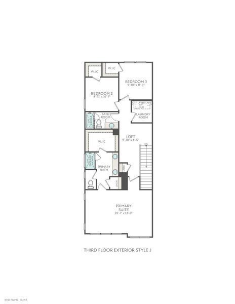 2D floor plan layout of this home in Ross Farms, Charlotte, NC (Image 6).