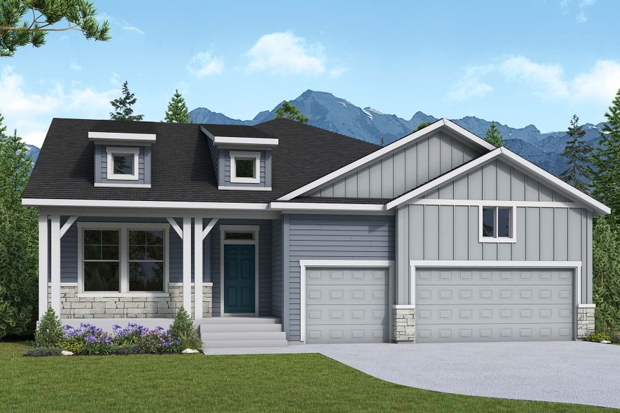 Representative exterior photo of a completed home built from the The Pinebrook by David Weekley Homes in Wolf Ranch - Enclave Collection, Colorado Springs, CO (Image 12).