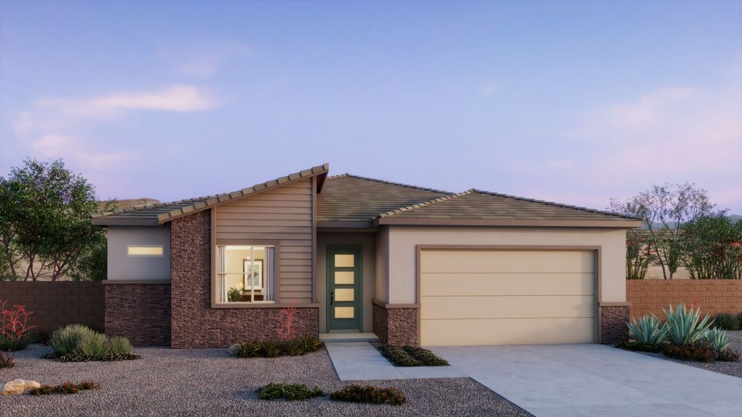Representative exterior photo of a completed home built from the Flint by Mattamy Homes in Saguaro Reserve II, Marana, AZ (Image 2). Representative exterior photo of a completed home built from the Flint by Mattamy Homes in Saguaro Reserve II, Marana, AZ (Image 2).