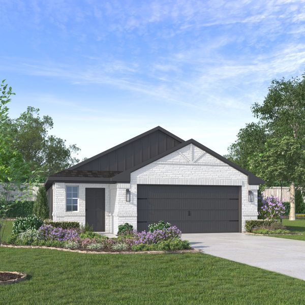 Representative exterior photo of a completed home built from the Ashford by Megatel Homes in Saint Tropez, Huffman, TX (Image 1). Representative exterior photo of a completed home built from the Ashford by Megatel Homes in Saint Tropez, Huffman, TX (Image 1).
