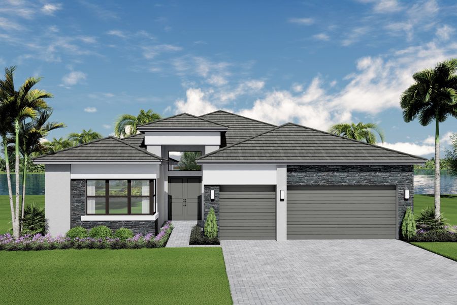 Representative exterior photo of a completed home built from the Jade by GL Homes in Valencia Del Mar (55+), Boynton Beach, FL (Image 2).