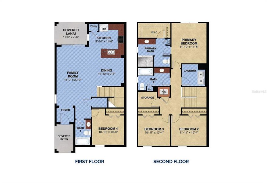 2D floor plan layout of this home in Pine Meadows Reserve, Eustis, FL (Image 3).