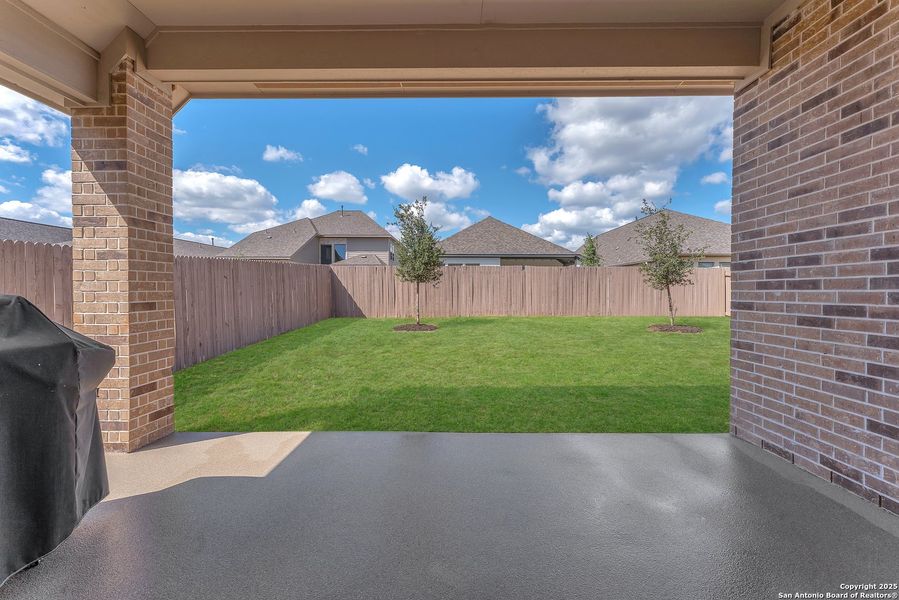 Exterior details and patio area of a home in Kallison Ranch 45', San Antonio (Image 3). Exterior details and patio area of a home in Kallison Ranch 45', San Antonio (Image 3).
