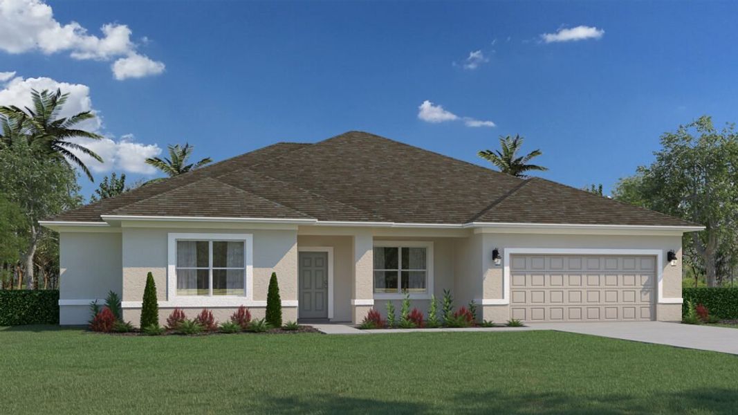 Front exterior of a new home in Cape Coral, Cape Coral, FL, highlighting curb appeal (Image 1). Front exterior of a new home in Cape Coral, Cape Coral, FL, highlighting curb appeal (Image 1).