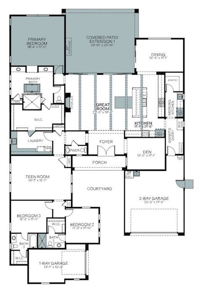 2D floor plan layout of this home in Summit at The Dells, Prescott, AZ (Image 5).