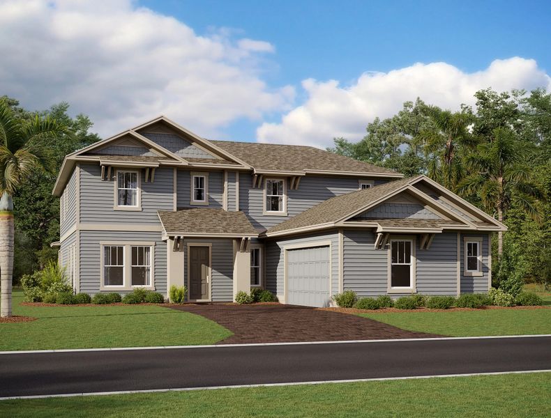 Representative exterior photo of a completed home built from the Michigan by Ashton Woods in Northlake Estate, Winter Garden, FL (Image 1).
