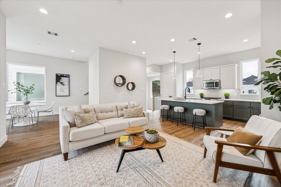 The open floor makes everyday living and entertaining in this space a breeze!