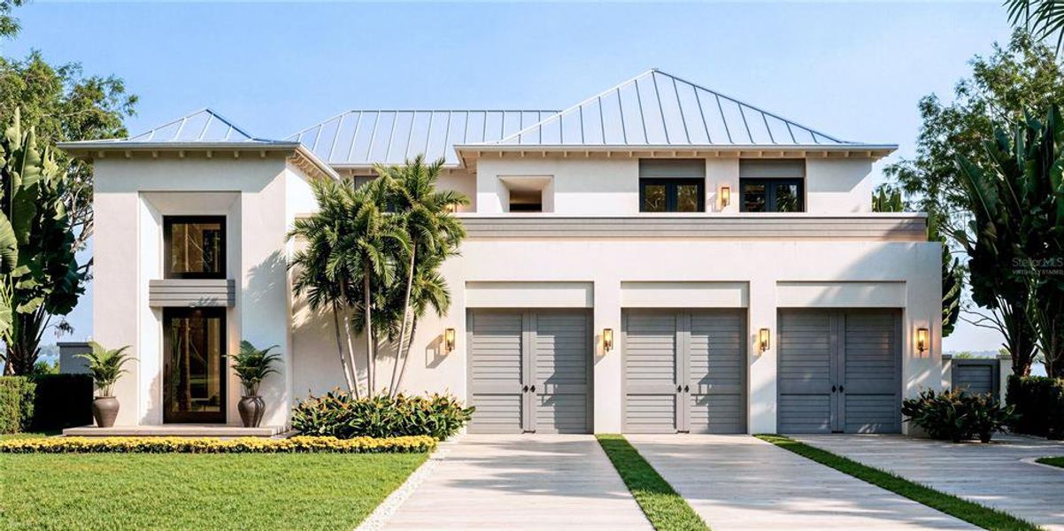 Front exterior of a new home in , Belleair Beach, FL, highlighting curb appeal (Image 8). Front exterior of a new home in , Belleair Beach, FL, highlighting curb appeal (Image 8).