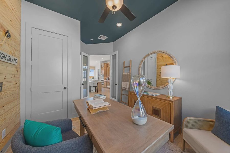 Representative furnished interior of a home built from the Hampton by Chesmar Homes in Meridiana 50's and 60's, Manvel (Image 43).