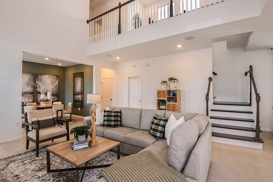 Furnished interior view inside a new home in Harvest at Ovation, Winter Garden (Image 7). Furnished interior view inside a new home in Harvest at Ovation, Winter Garden (Image 7).