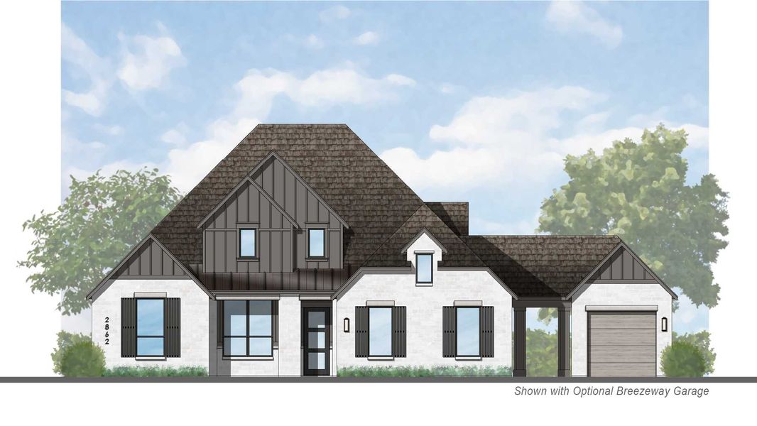 Representative rendering of the exterior for the Ramsey G Plan by Highland Homes (Image 2). Representative rendering of the exterior for the Ramsey G Plan by Highland Homes (Image 2).