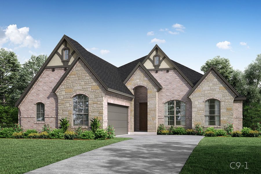 Representative exterior photo of a completed home built from the Sanford by John Houston Homes in Hayes Crossing - Phase 2, Midlothian, TX (Image 2). Representative exterior photo of a completed home built from the Sanford by John Houston Homes in Hayes Crossing - Phase 2, Midlothian, TX (Image 2).