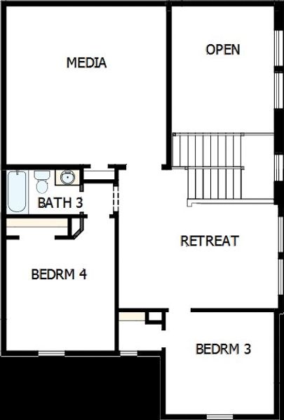 2D floor plan layout of this home in The Meadows at Imperial Oaks, Conroe, TX (Image 3).