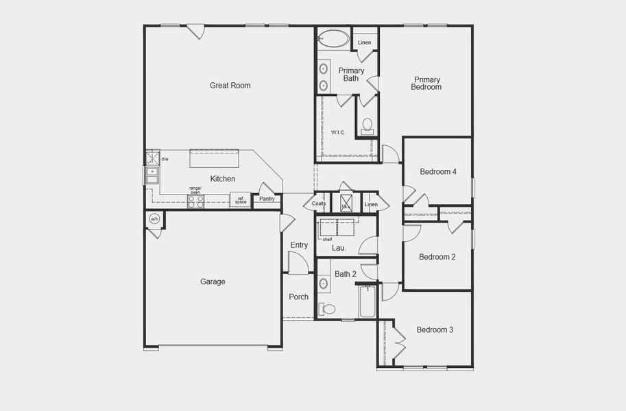 2D floor plan layout for the 1888 Modeled by KB Home in Davina, Rosenberg, TX (Image 3).