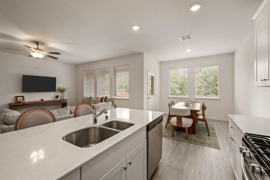 Furnished interior view inside a new home in Hurricane Creek: Classic 60s, Anna (Image 30). Furnished interior view inside a new home in Hurricane Creek: Classic 60s, Anna (Image 30).