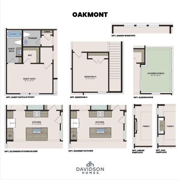 2D floor plan layout for the The Oakmont A by Davidson Homes LLC in Bradshaw Farms, Mount Juliet, TN (Image 5).
