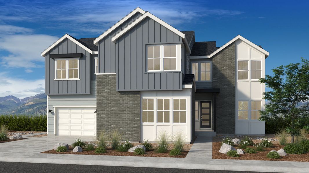 Representative exterior photo of a completed home built from the Crestmont by Taylor Morrison in Macanta, Castle Rock, CO (Image 3). Representative exterior photo of a completed home built from the Crestmont by Taylor Morrison in Macanta, Castle Rock, CO (Image 3).